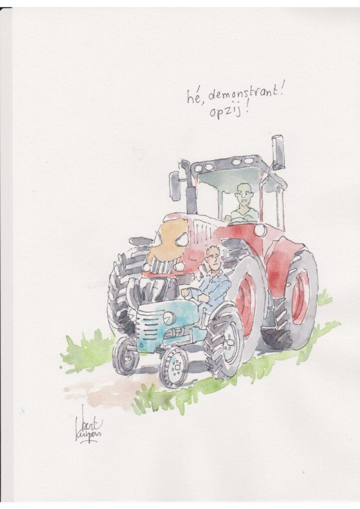 Boeren op tractors